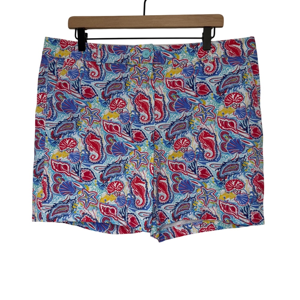 Talbots The Weekend Short Womens 14 Coastal Paisley Seahorse Starfish Multicolor